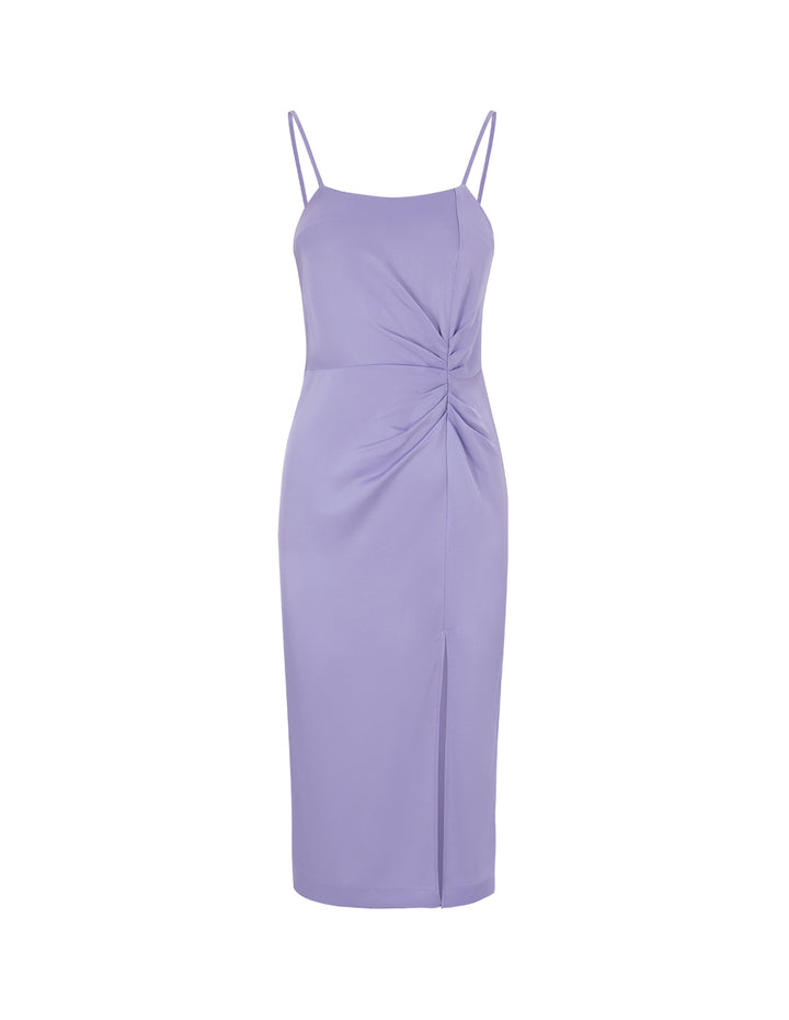 MARYLING Taro Purple Pleated Straight Slip Dress