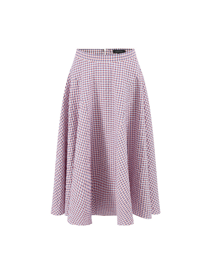 MARYLING Light Purple Small Checkered Detail Swing Skirt