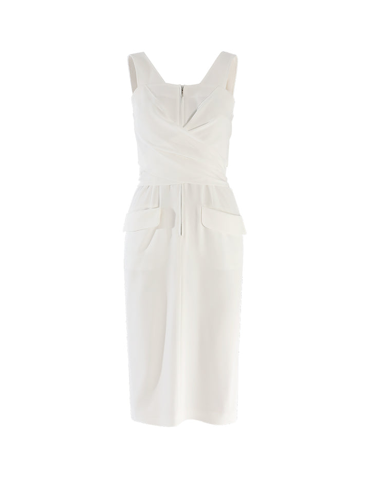 MARYLING Metallic zip overlapping waistband sleeveless dress