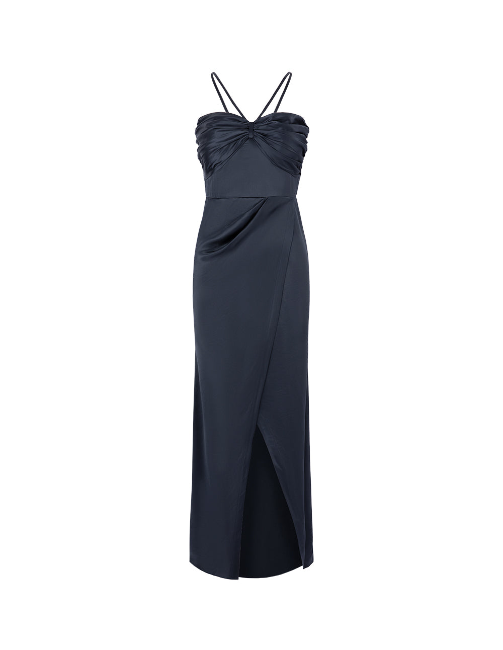 MARYLING Dark Blue Strapless Fishtail Slit Dress