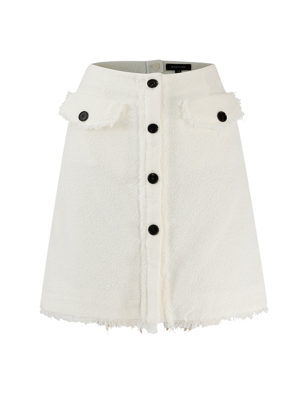 MARYLING Tweed Fringe Hem Mini Skirt