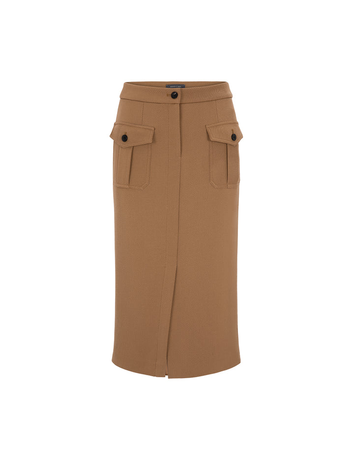 MARYLING Military Style Slit Front Skirt