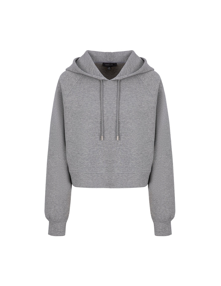 MARYLING Gray Logo Patchwork Short Hooded Sweatshirt
