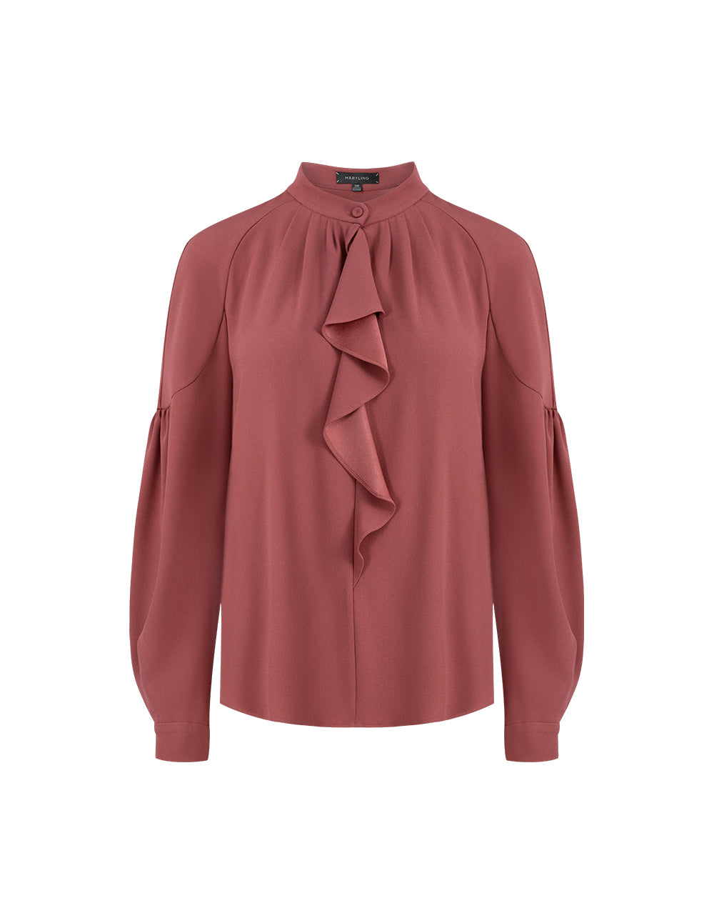 MARYLING Stand-Up Collar Ruffle Loose-Fit Shirt