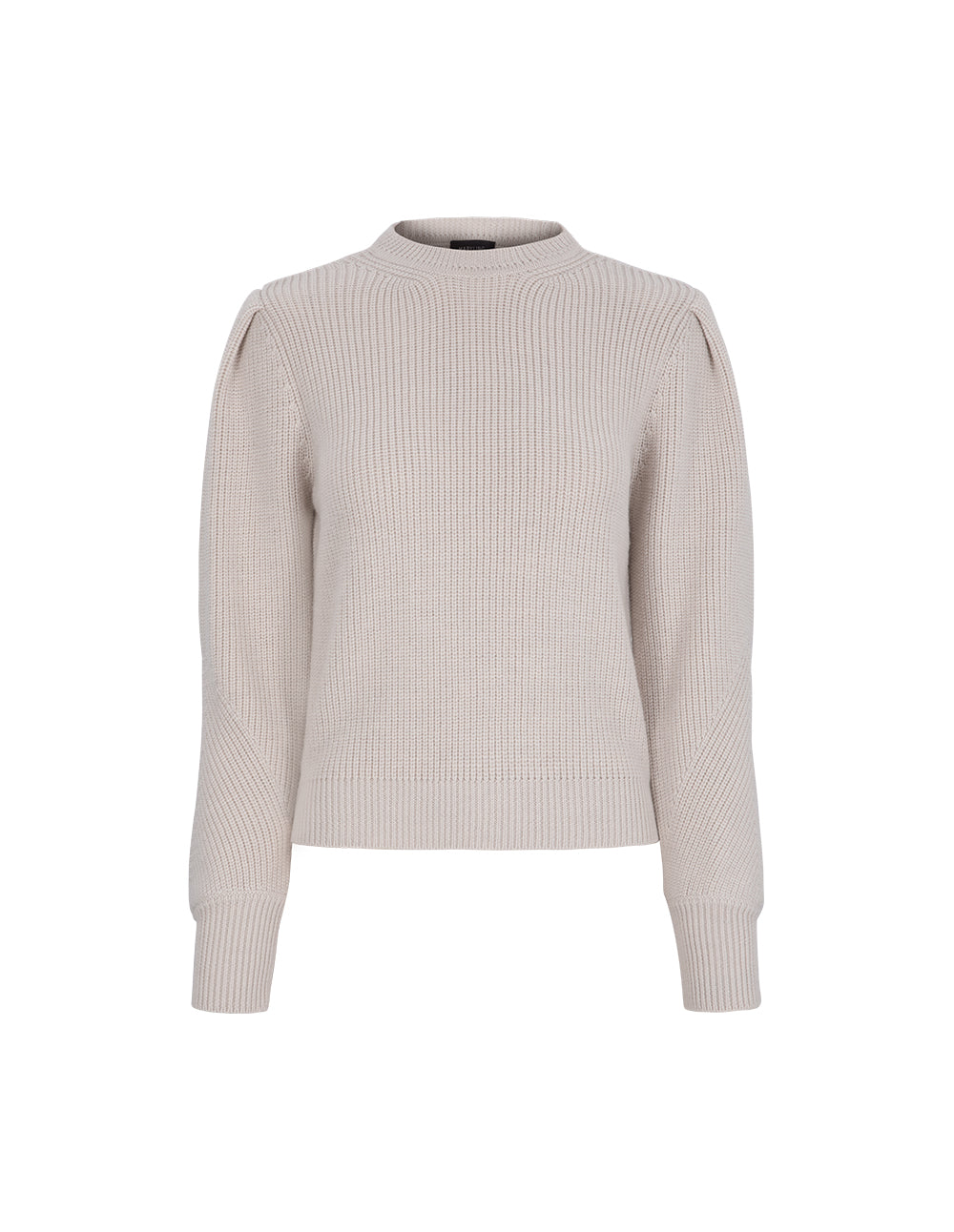 MARYLING Beige Round Neck Puff Sleeve Knitted Pullover