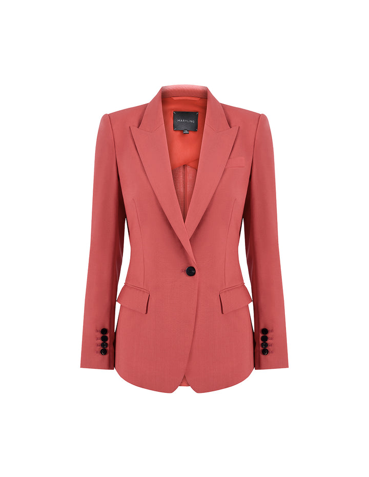 MARYLING Coral Orange Waisted Single Button Suit