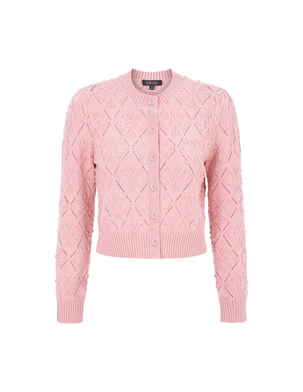 MARYLING Cherry Blossom Round Neck Knitted Cardigan