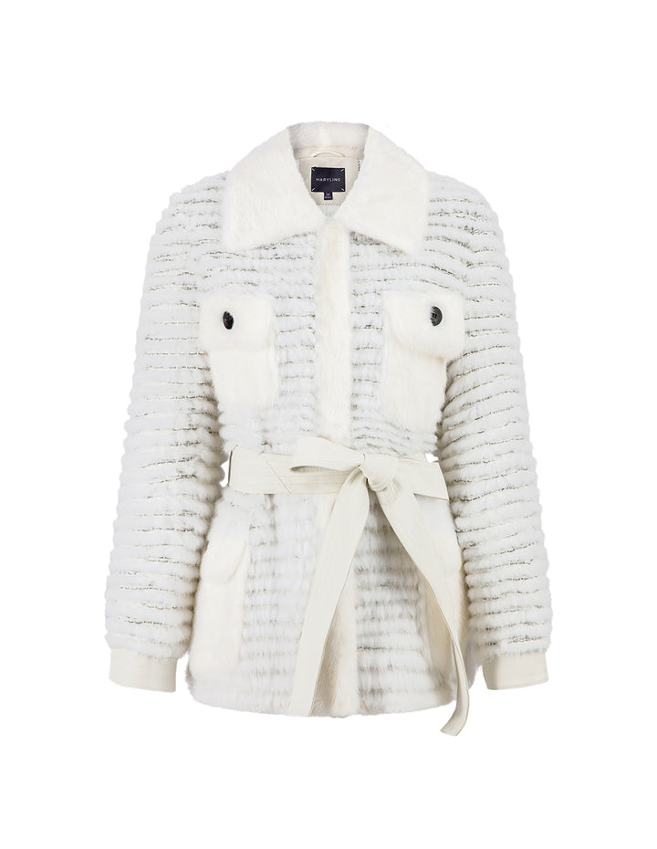 MARYLING Luxury White Panel Tweed Jacket