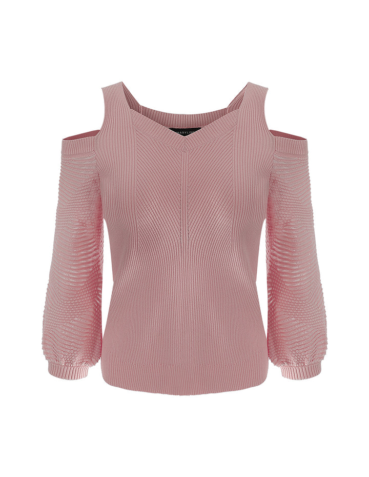MARYLING V-Neck Off Shoulder Pullover