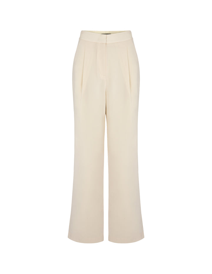MARYLING Cream Yellow Mid Waist Wide Leg Pants