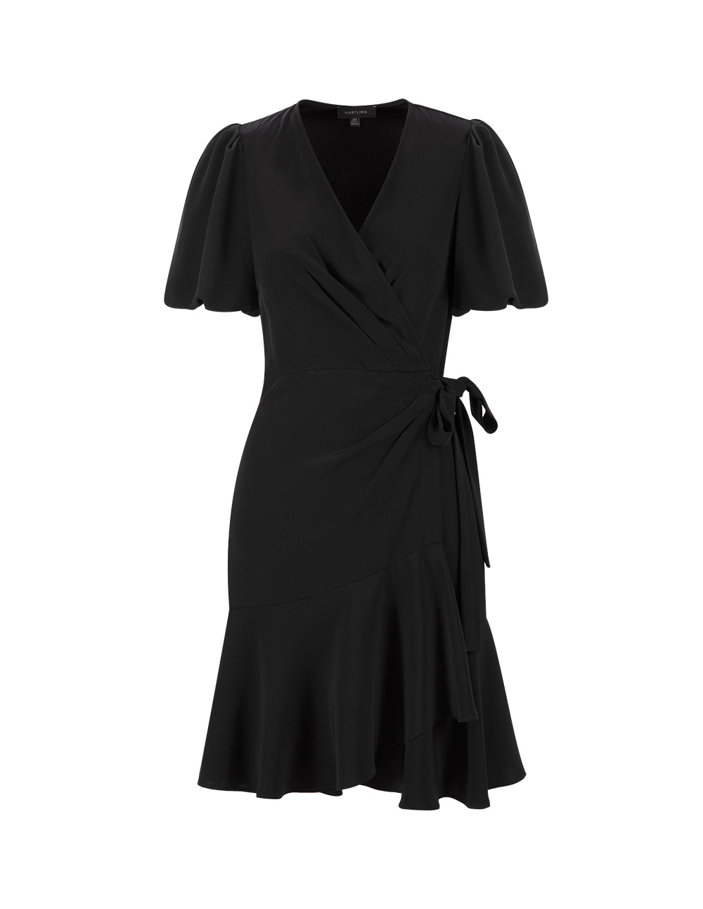 MARYLING Black V Neck One Piece Ruffle Dress