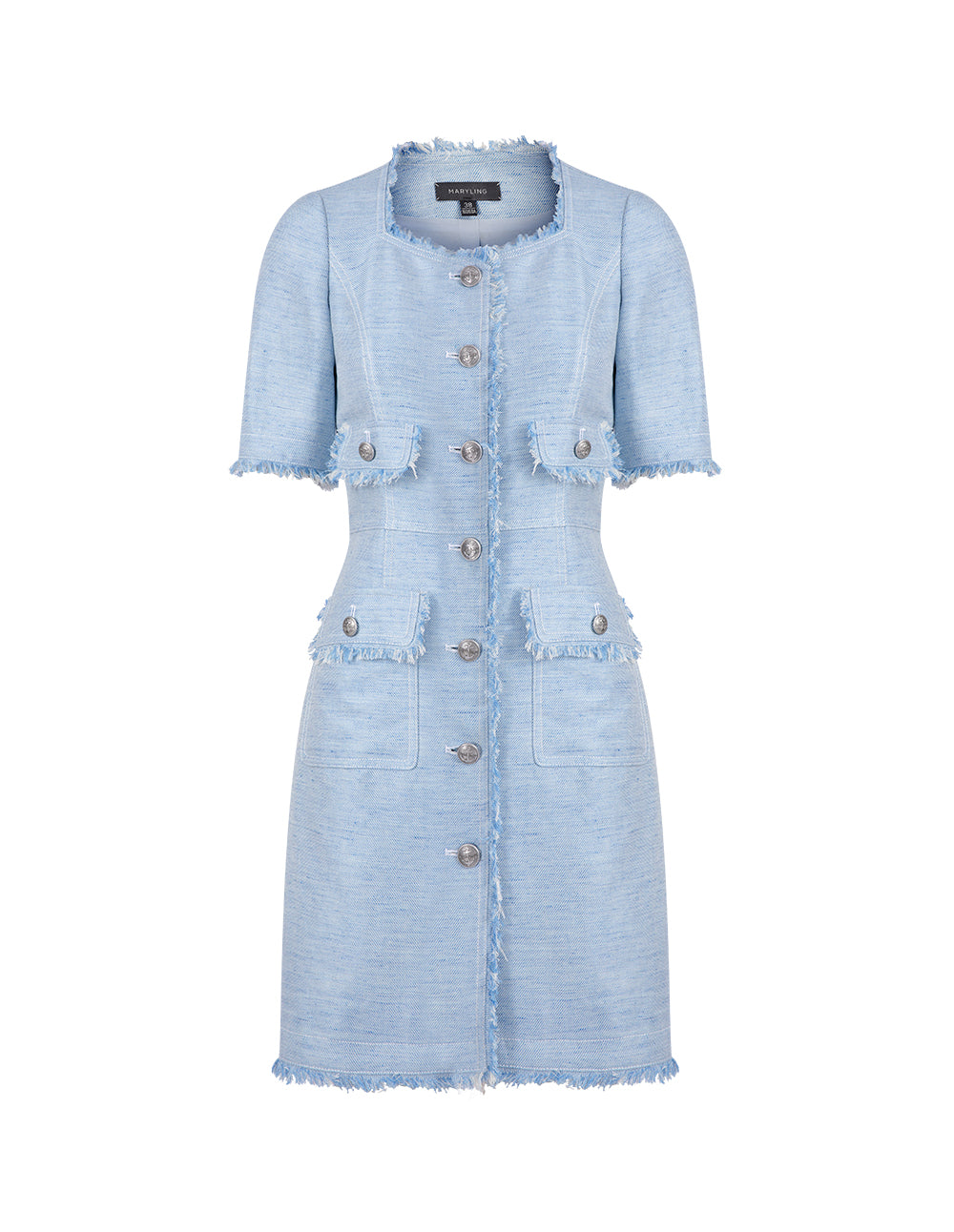 MARYLING Metal Buckle Detail Fringe Dress