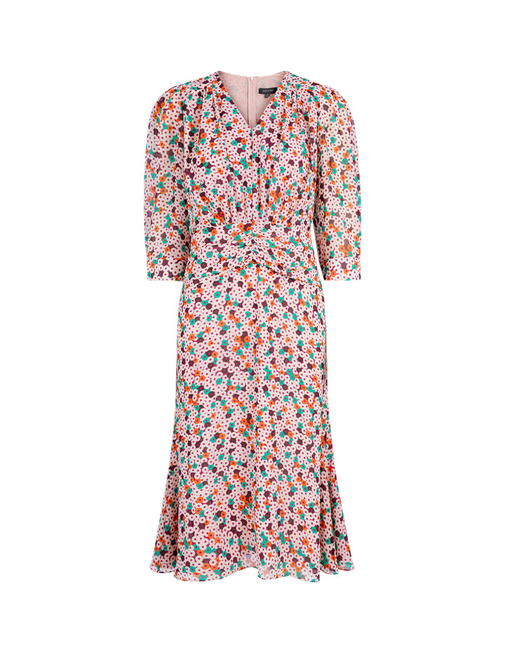 MARYLING Pink Donut V-Neck Fishtail Dress