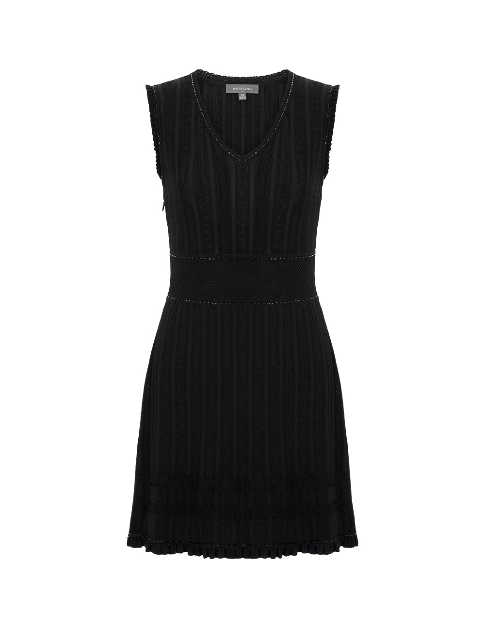 MARYLING V-Neck Vest Hollow Pattern Knitted Dress