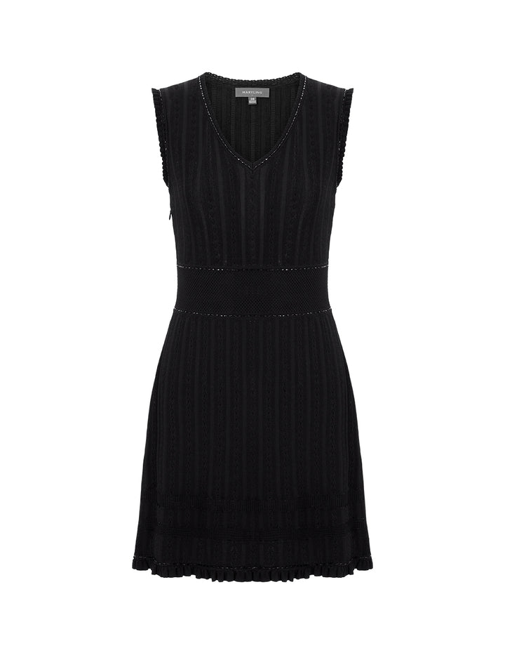 MARYLING V-Neck Vest Hollow Pattern Knitted Dress