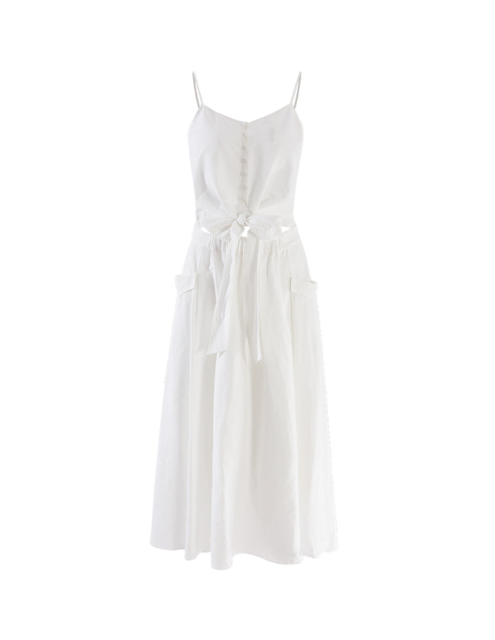 MARYLING Front button knotted slip dress