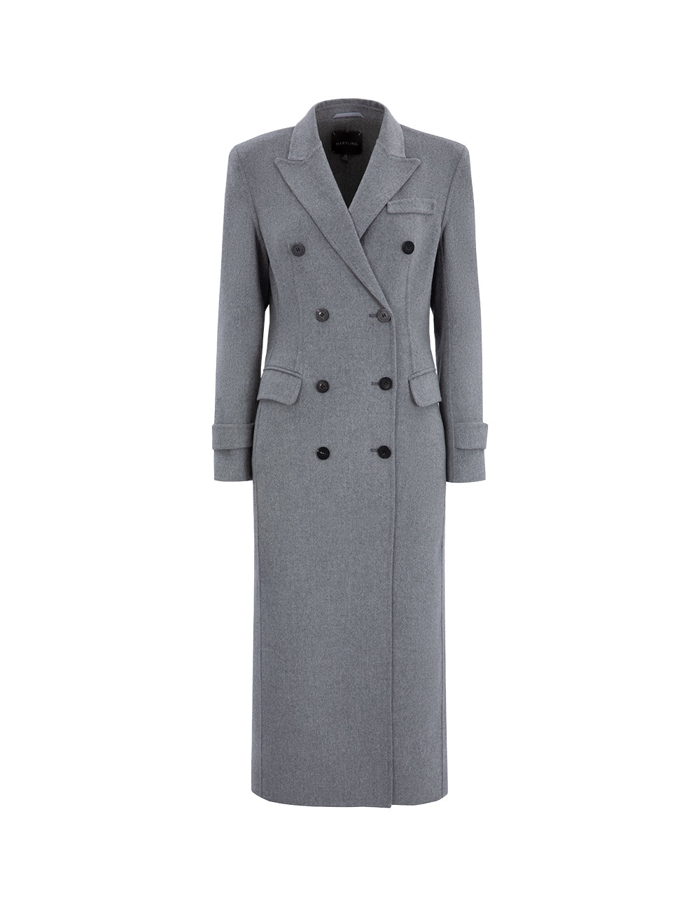 MARYLING Gray Suit Collar Double-Sided Woolen Long Coat