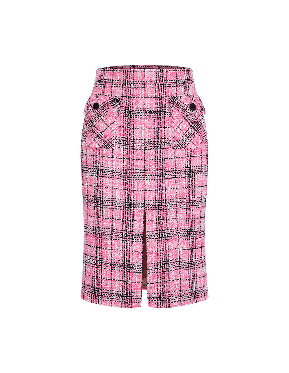 MARYLING Plaid Tweed Straight-Fit Hip Skirt