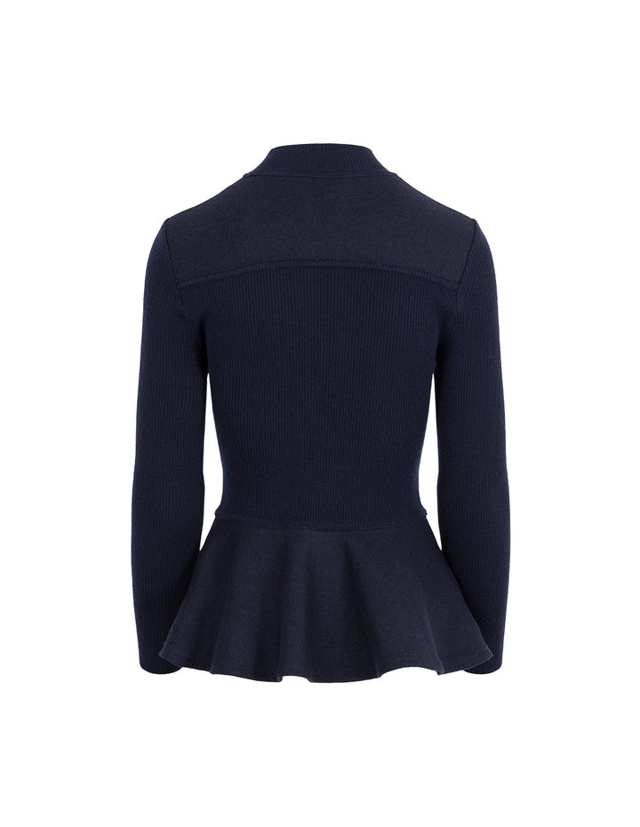 MARYLING Navy Knit Woven Matching Sweatshirt