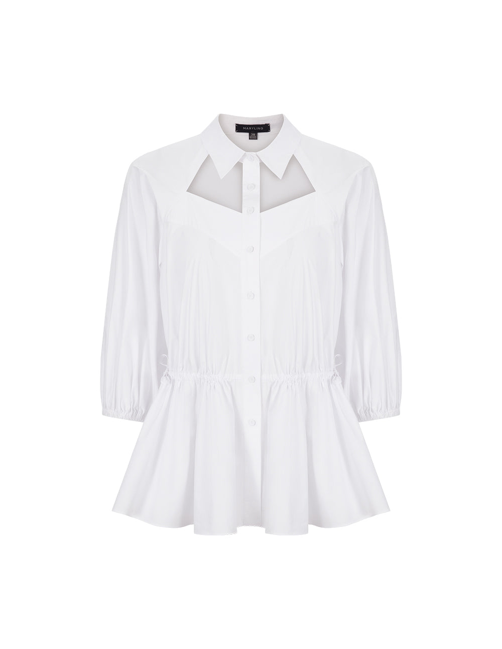 MARYLING White Tooling Pocket Shirt Top