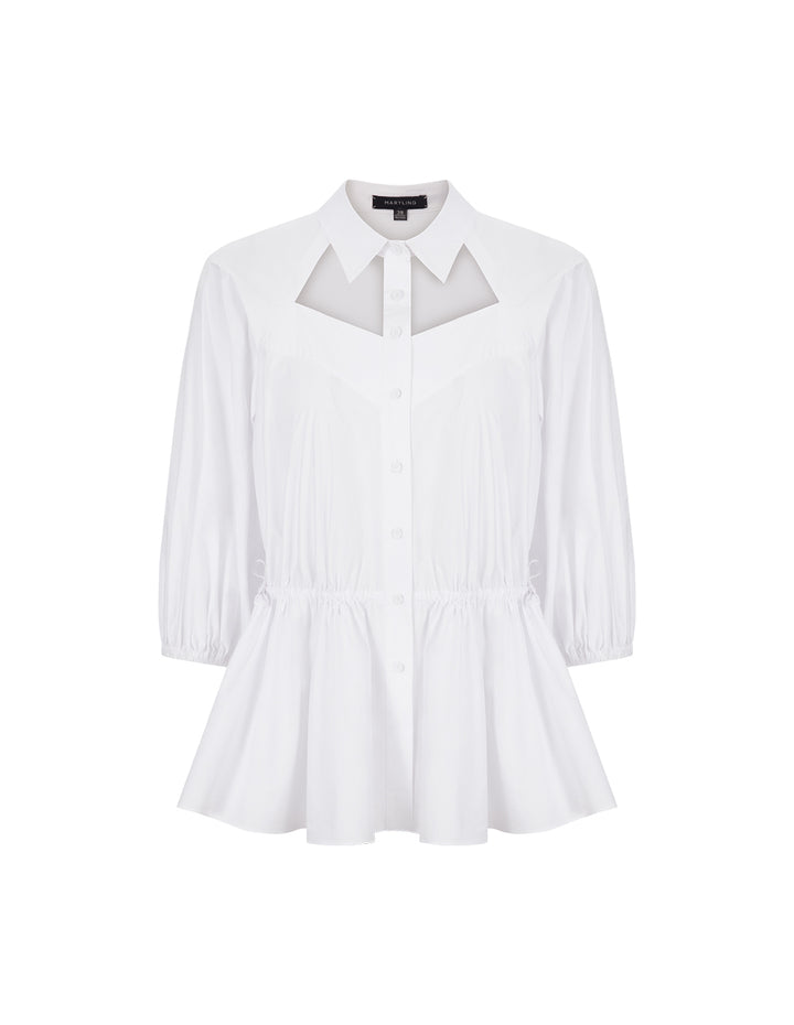 MARYLING White Tooling Pocket Shirt Top