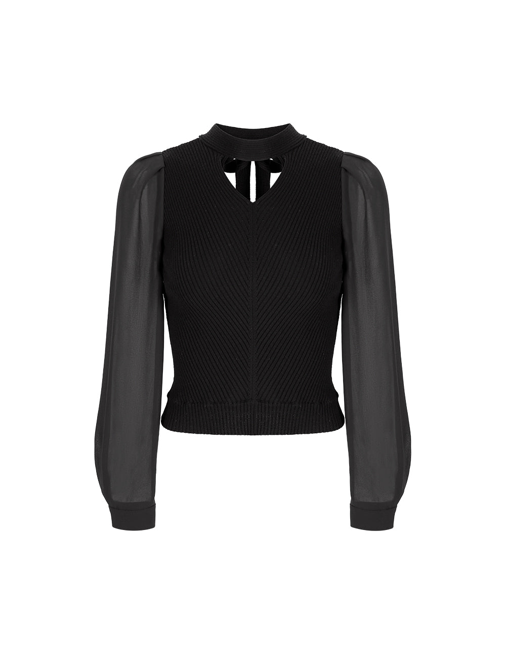 MARYLING Black Bow Neck Knitted Top