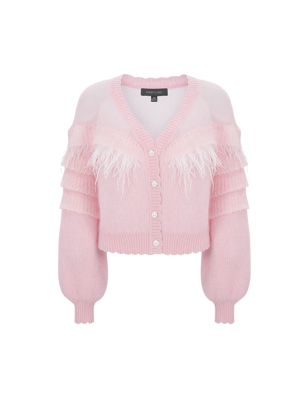 MARYLING Cherry Pink Mohair Cardigan