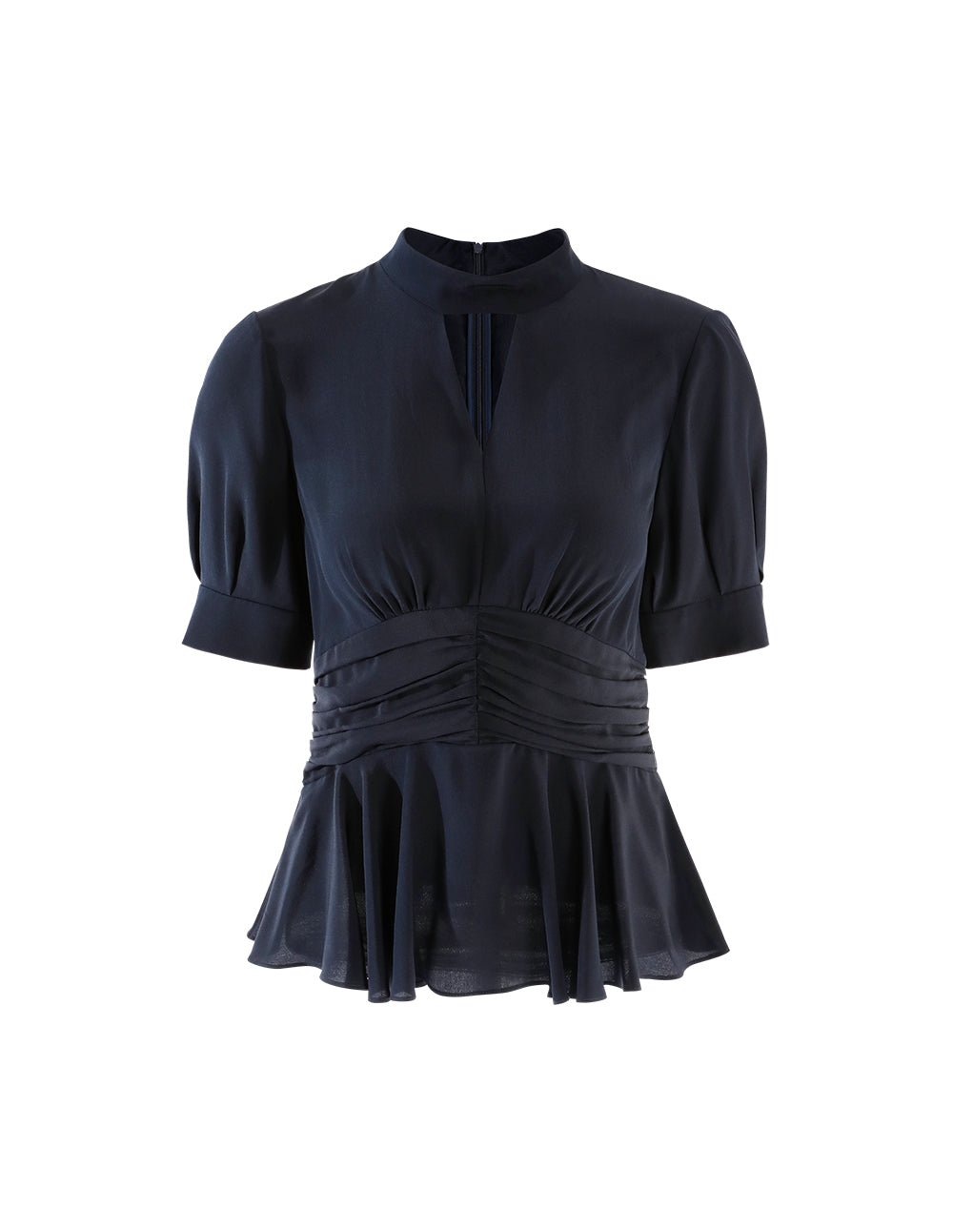 MARYLING V-neck dark blue silk top