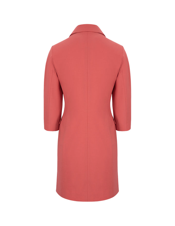 MARYLING Coral Blazer Collar Multi Pocket Long Sleeve Dress