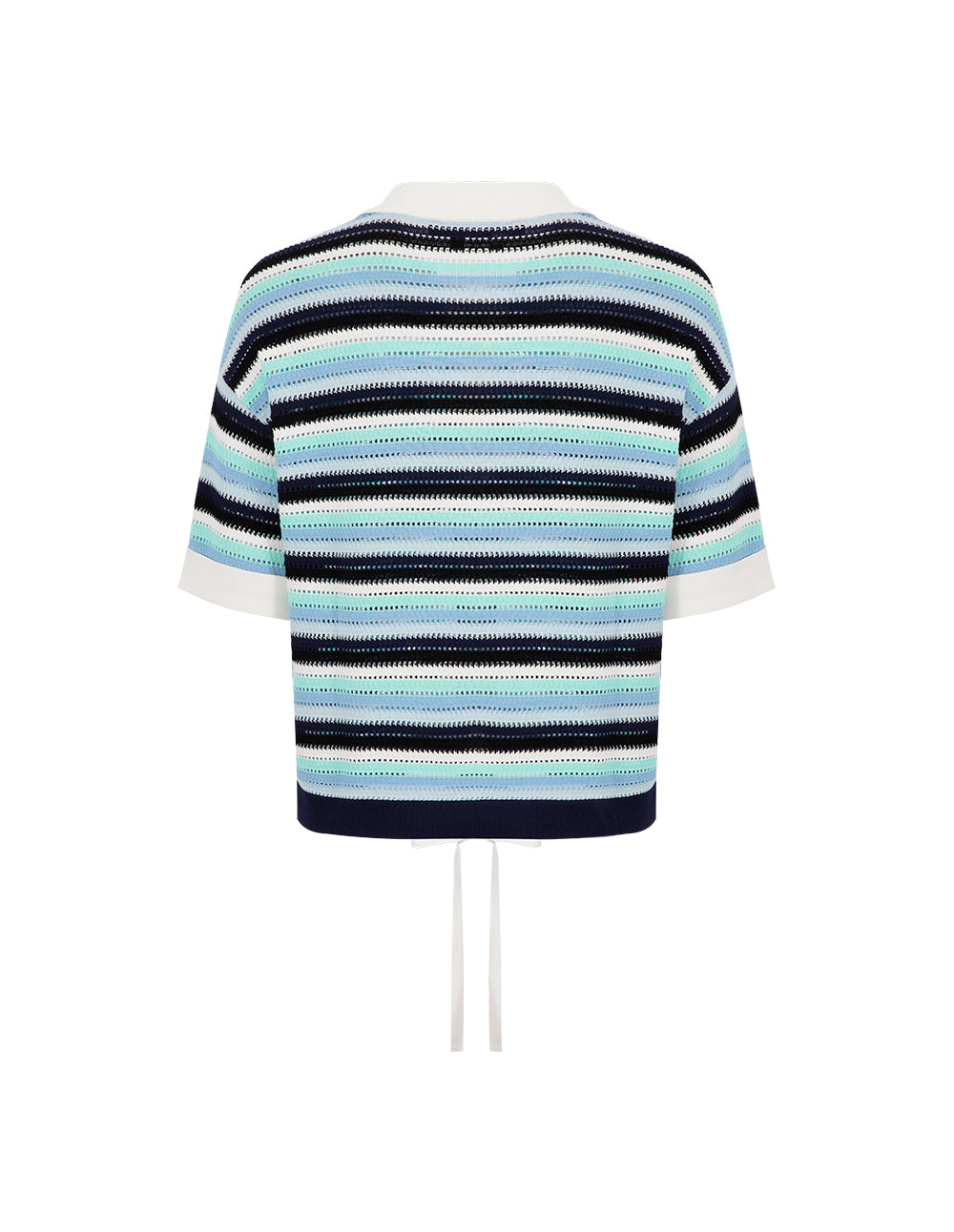 MARYLING Blue-Green Striped Knit Pullover