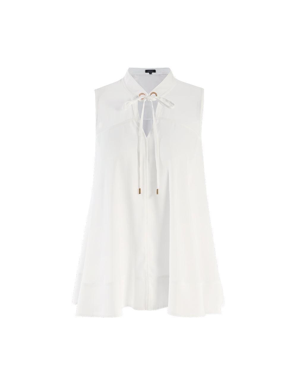 MARYLING White neckline sleeveless loose A-shaped hem top