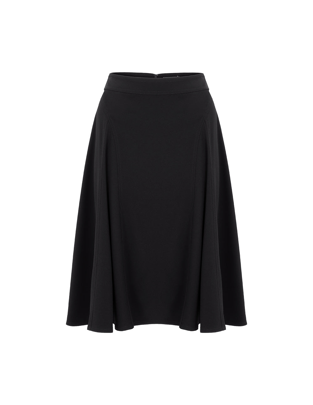MARYLING Black Curve-Cut Bright Line Detail Skirt