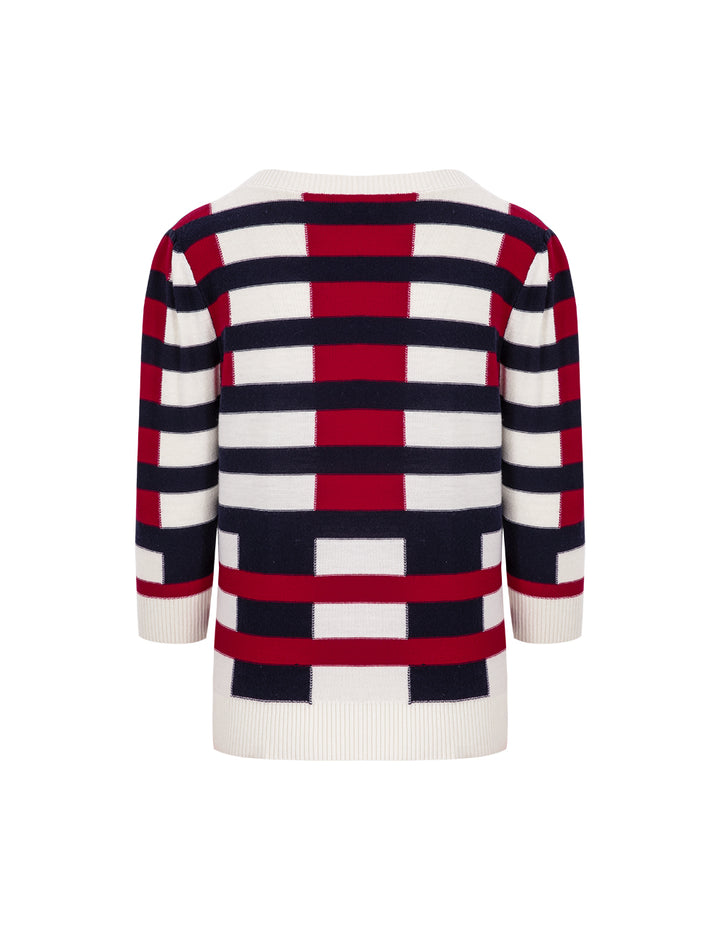 MARYLING Heart-Shaped Collared Wool Jacquard Knitted Top