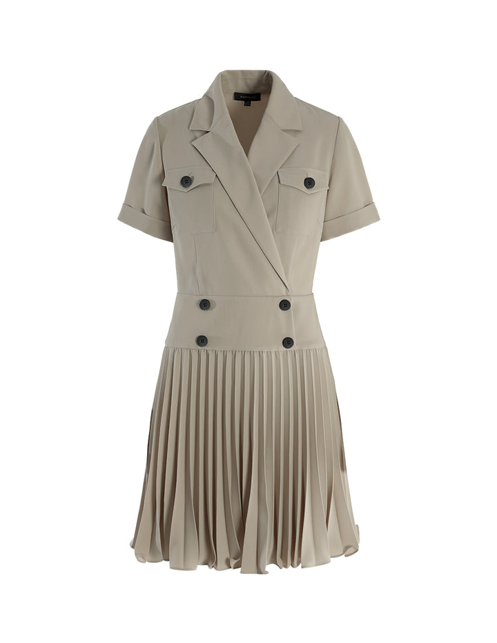 MARYLING Milk tea color capable collar double-breasted suit dress