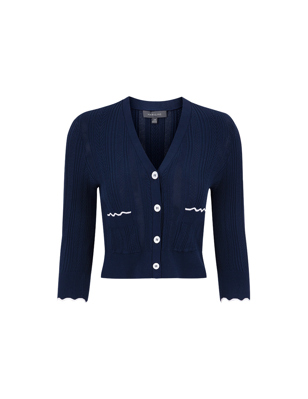 MARYLING Midnight Blue V-Neck Knit Cardigan
