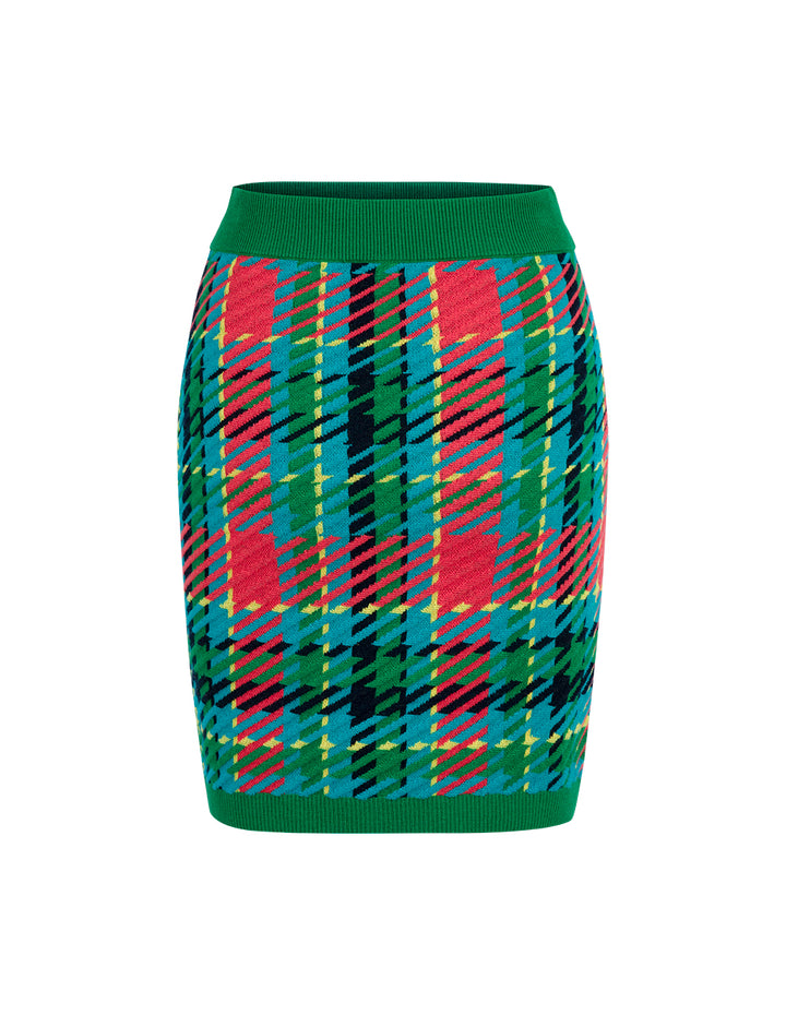 MARYLING Colourful  Plaid Knitted Skirt