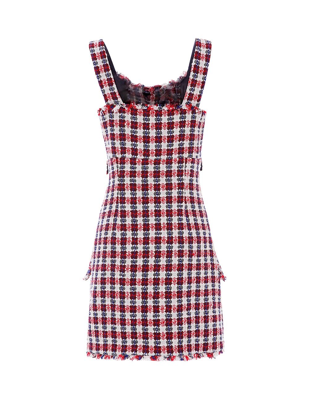 MARYLING Tweed Double Breasted Sleeveless Suspender Mini Dress