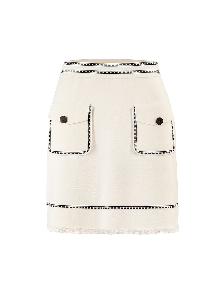 MARYLING Contrast Stitching Knitted Skirt