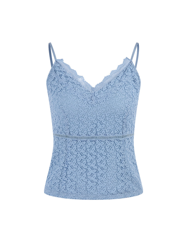MARYLING Water Wave Blue Lace Suspender Top