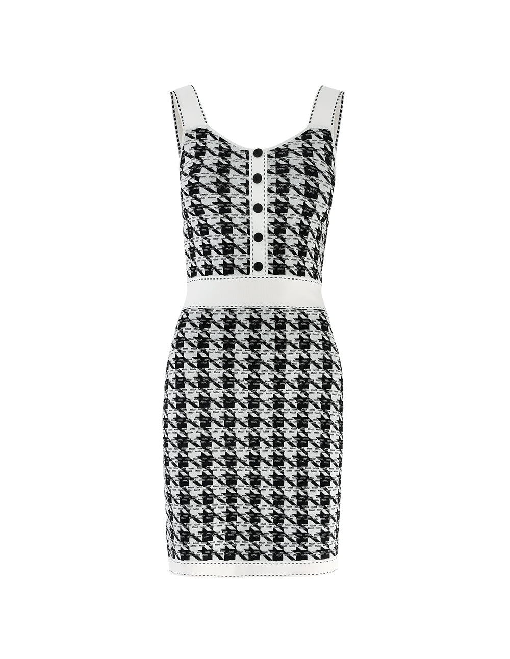 MARYLING Houndstooth Jacquard Knitted Apron Dress