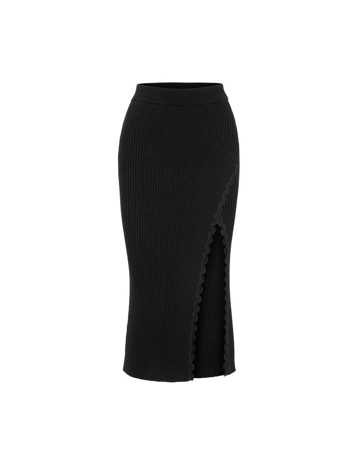 MARYLING Knit And Lace Skirt With Side Slits
