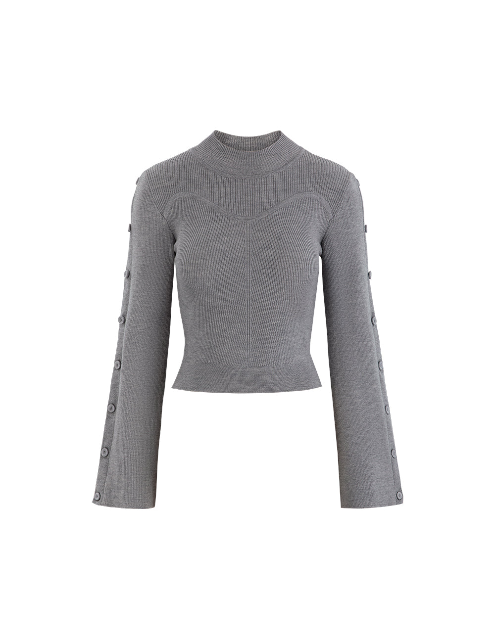 MARYLING Gray Turtleneck Detail Pullover