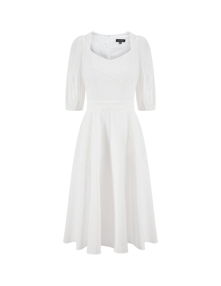 MARYLING White V-Neck Crossed Maxi Dress With Big Hem