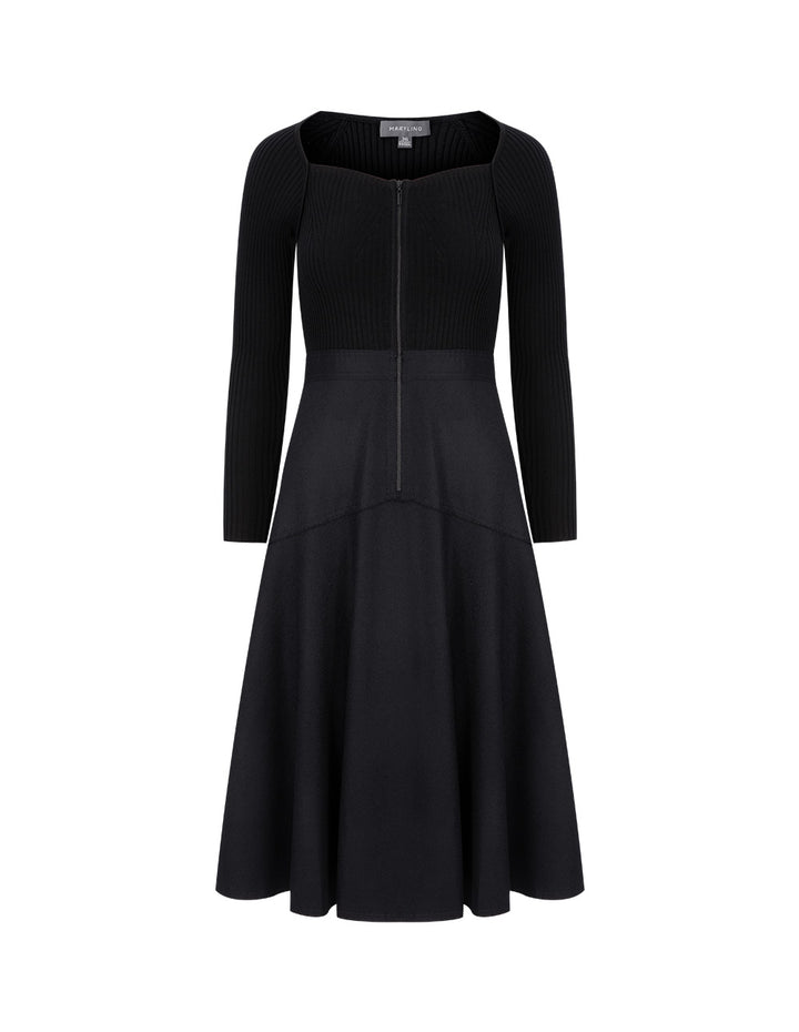 Maryling Black Slim Fit Knitted Dress