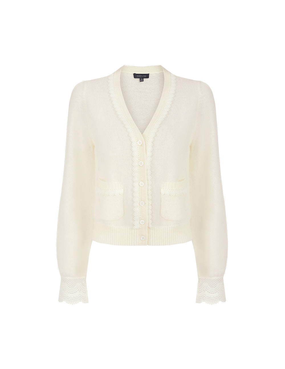 MARYLING Beige V-Neck Knitted Cardigan