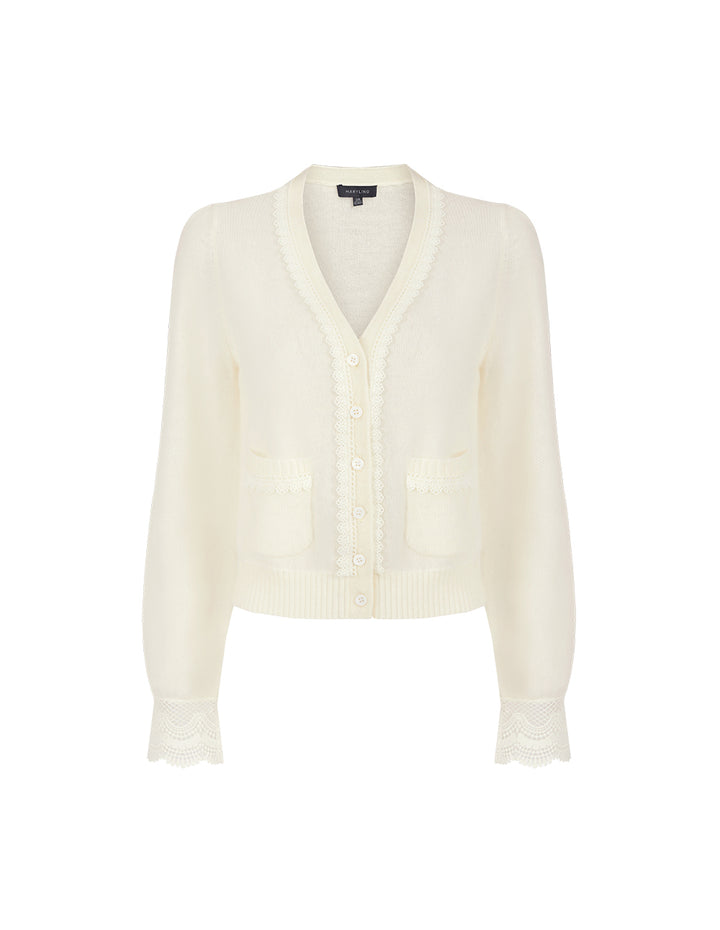 MARYLING Beige V-Neck Knitted Cardigan