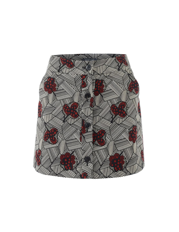 MARYLING Rose Pattern Jacquard Mini Skirt