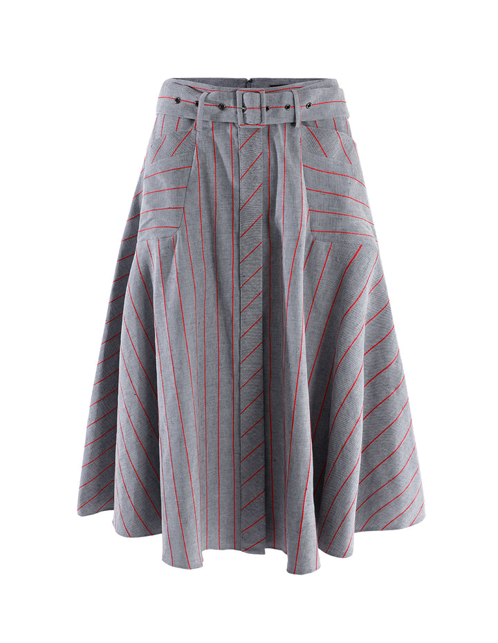 MARYLING Striped A-hem skirt
