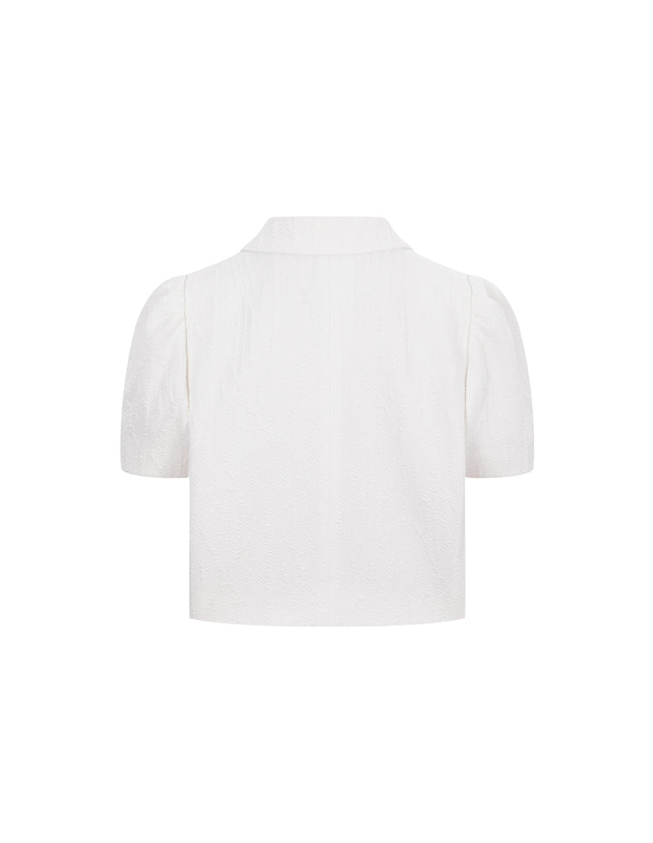 MARYLING Off-White Turned Collar Short Sleeve