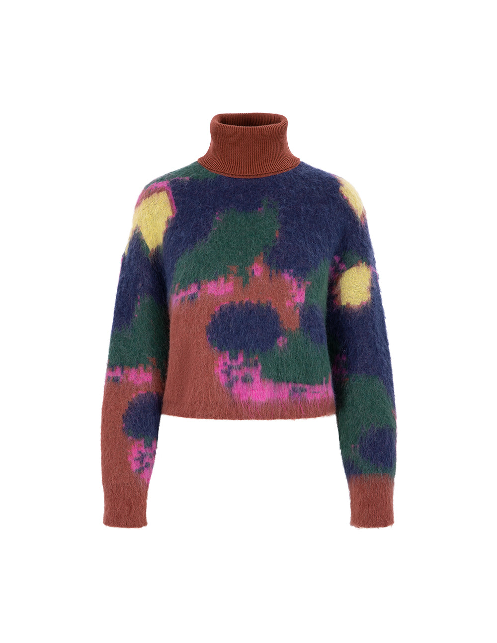 MARYLING Blue Graffiti Mixed Color Knitted Sweater